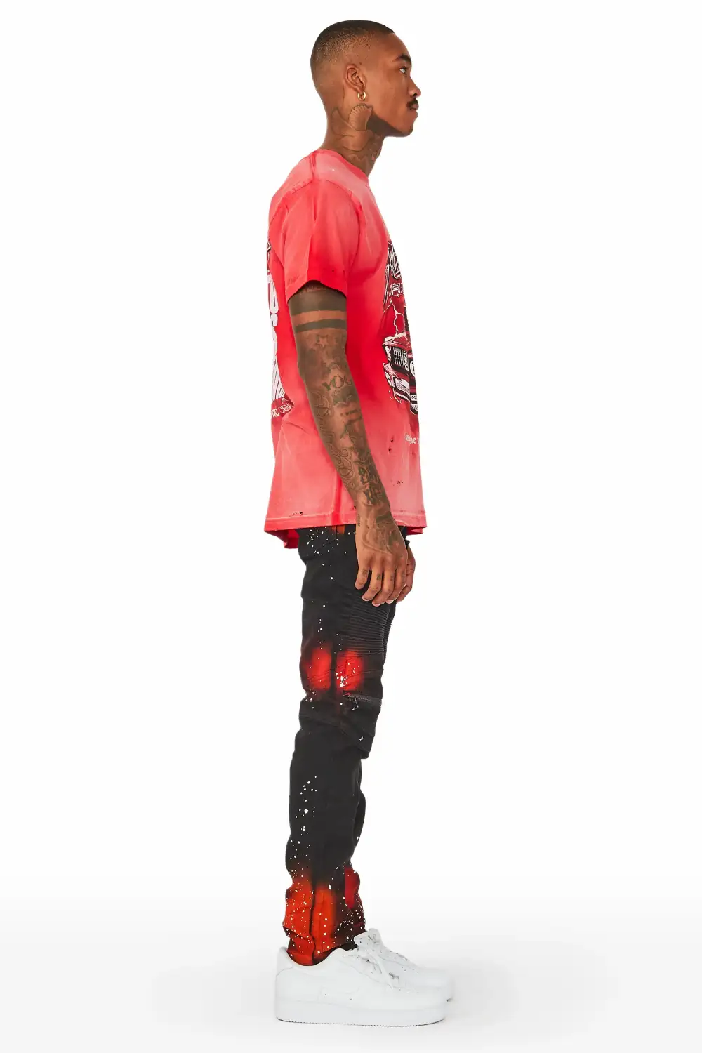 Wilder Black/Orange Painter Biker Jean