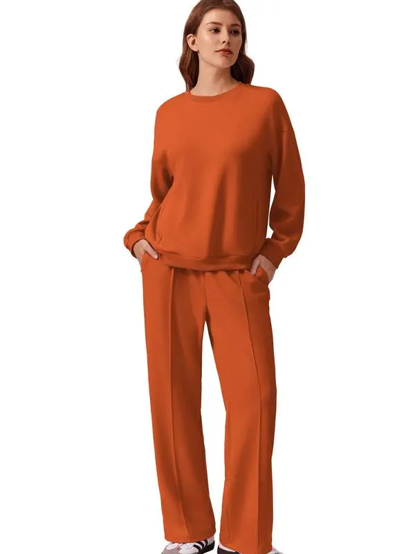 2-Piece Sweatshirt & Pants Set – Comfy Travel or Home Outfit