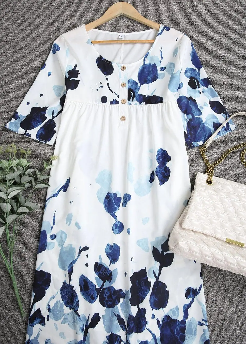Popular Print Half Sleeve Midi Dress