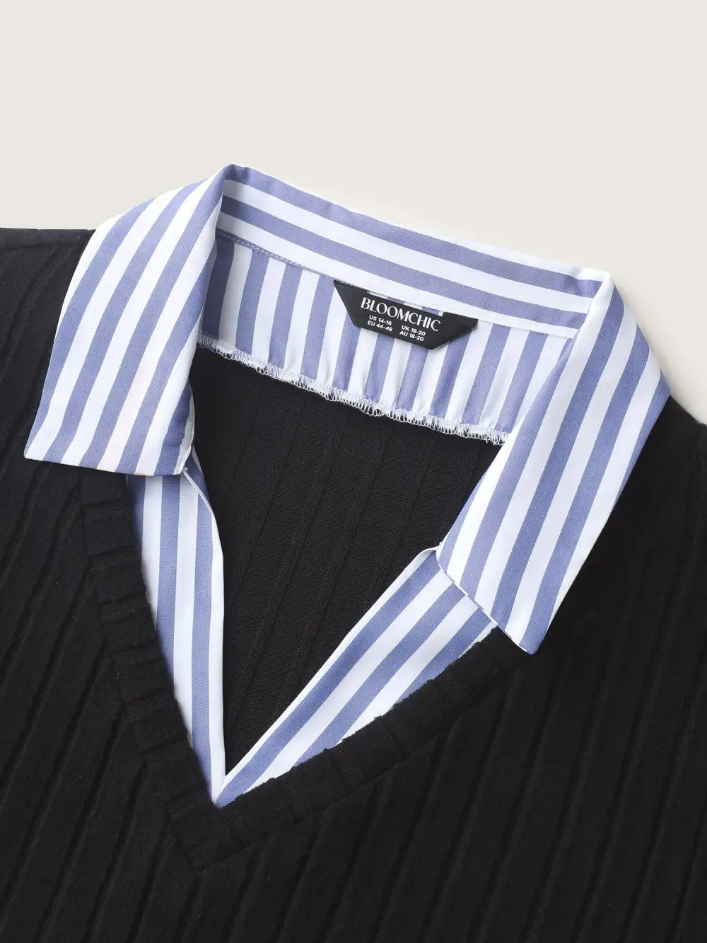 Ribbed Striped Stretchy Sweatshirt Top