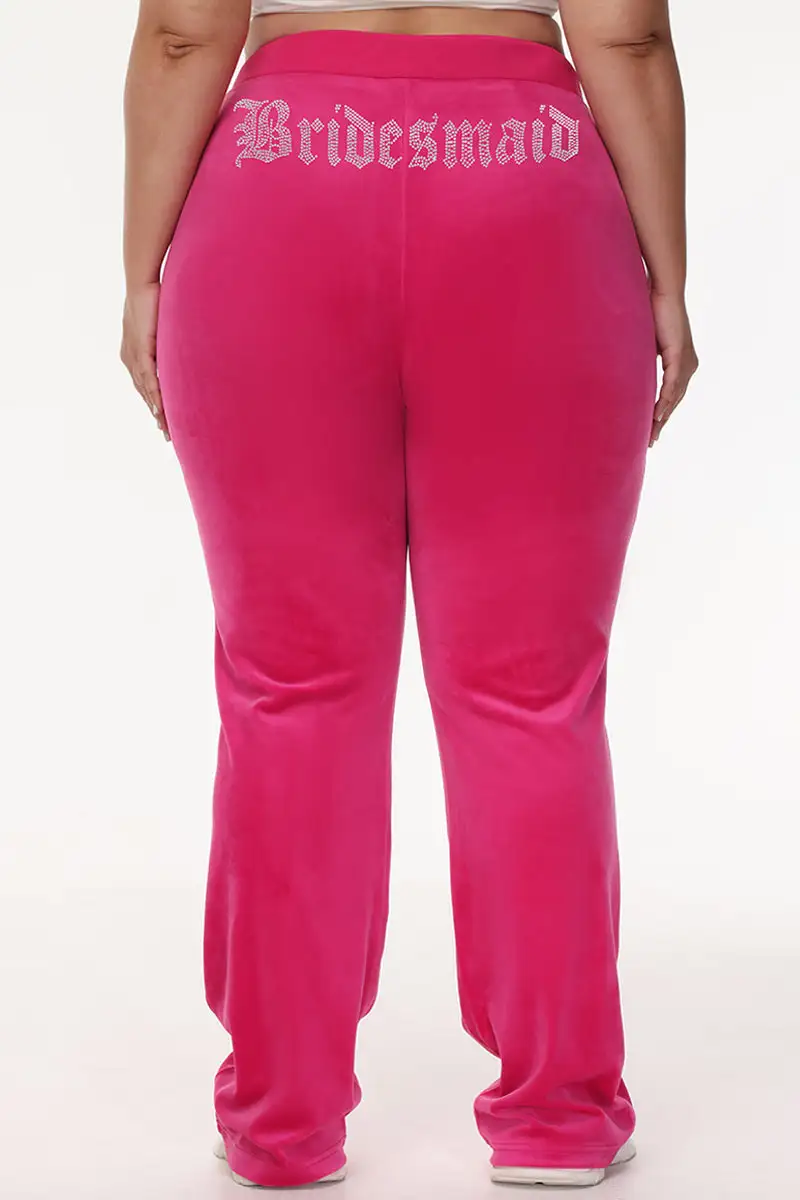 Bridesmaid Big Bling Velour Track Pants