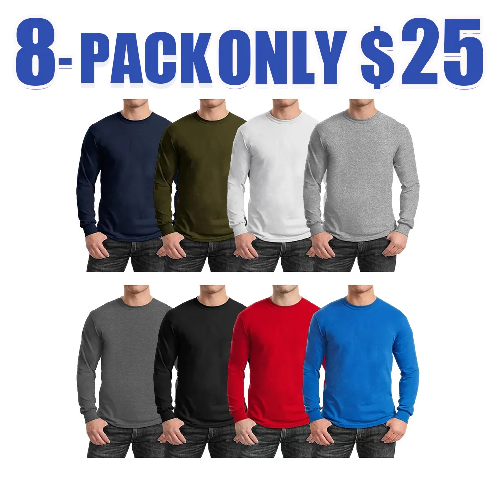 Men's Long Sleeve Cotton-Blend Crew Neck Tee