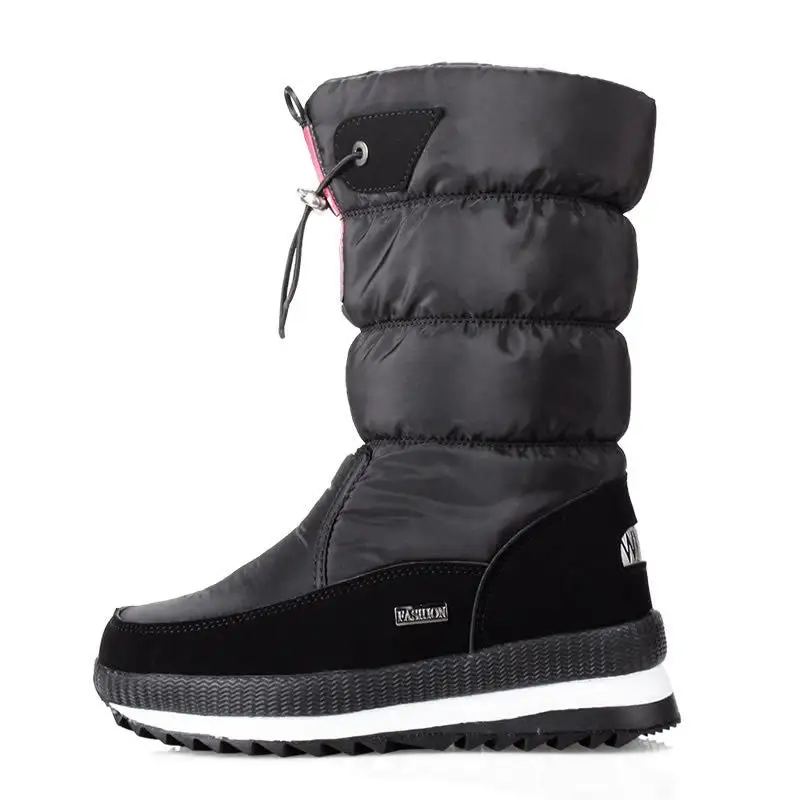 Winter fleece women's snow boots non-slip warm mid-barrel thickened casual cotton boots non-slip plus size women's cotton shoes