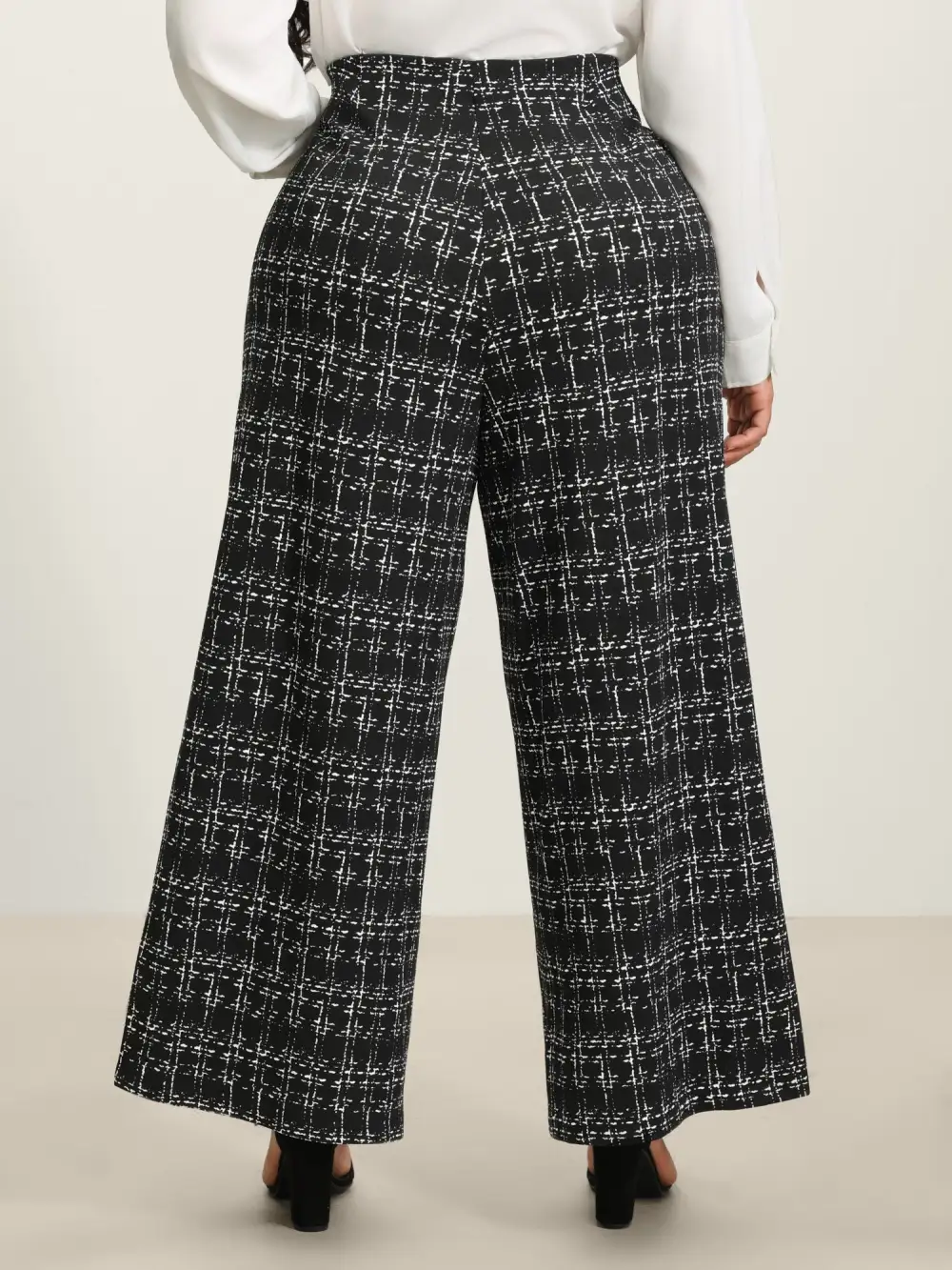 Tweed Texture Wide-Leg Pants