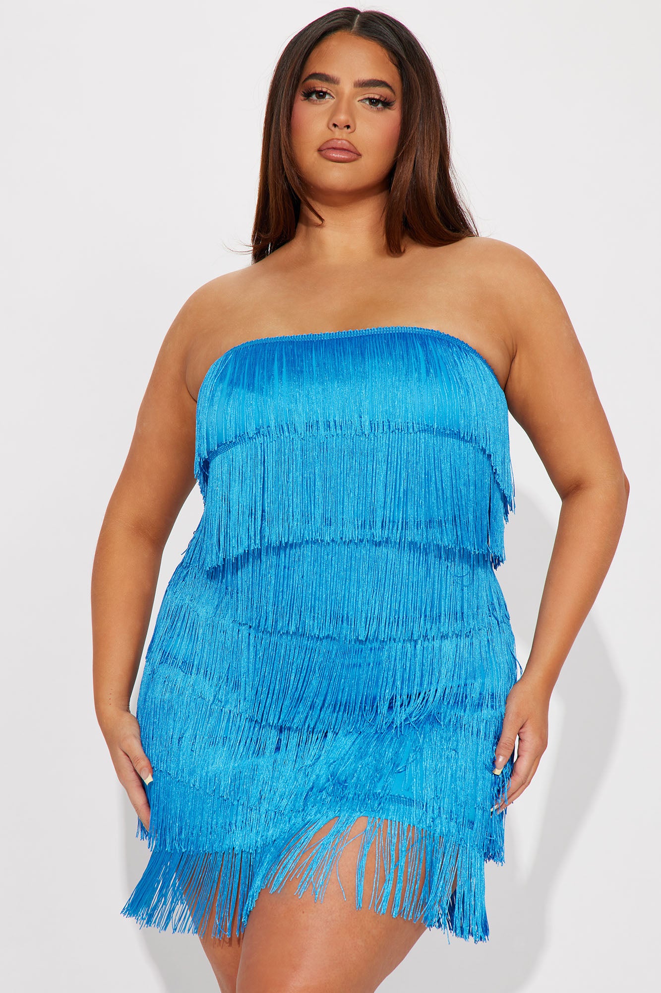 Jordyn Fringe Mini Dress - Blue