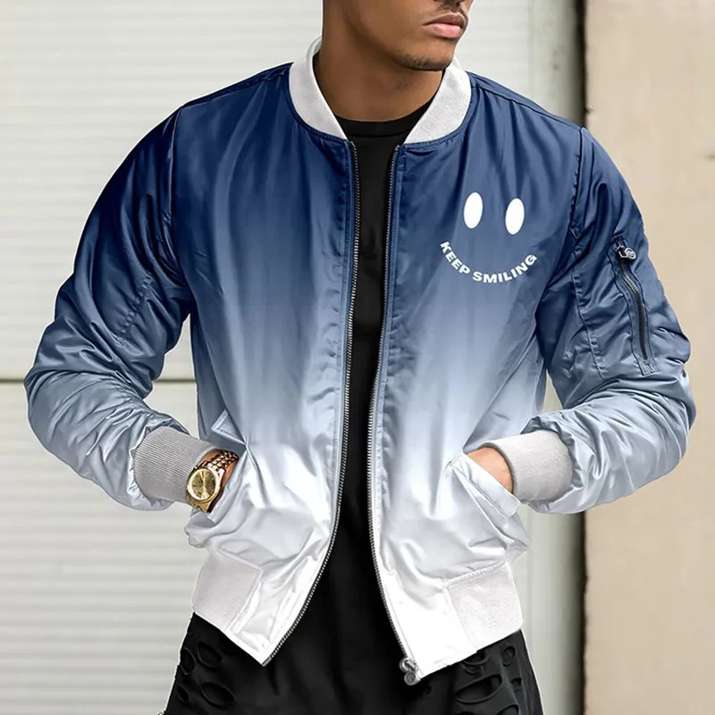 Casual Versatile Men's Gradient Print Jacket