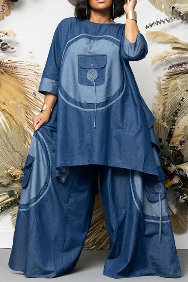 Color Block On-trend High Split Pants Suits