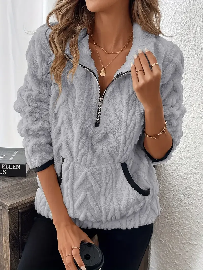 Women'S Fashion Fuzzy Sweatshirt, Polyester Knit Fabric,