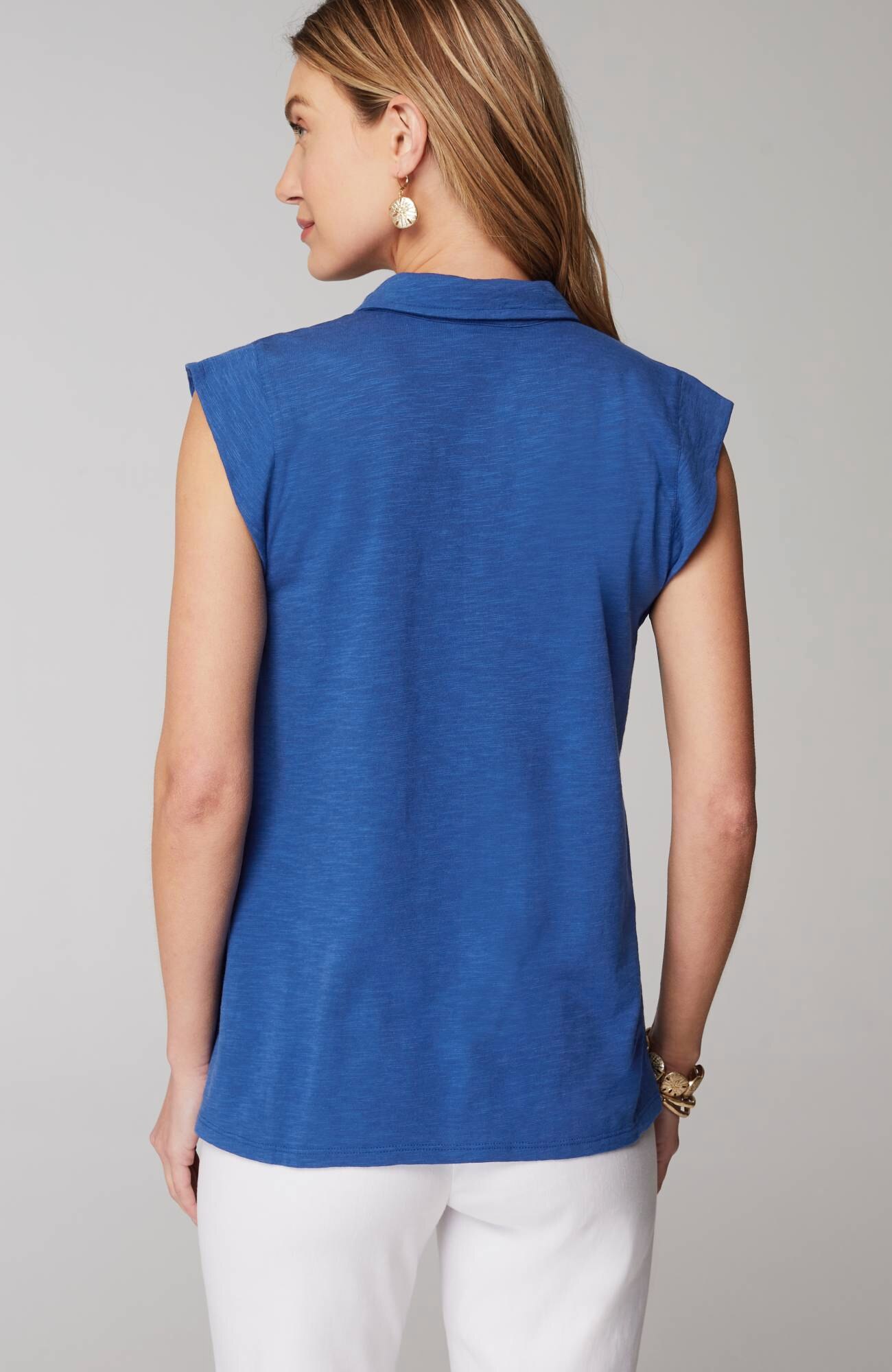 Sleeveless Button-Front Top