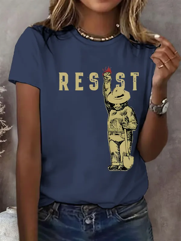 Women'S T-Shirt Women'S Protect Our National Parks Print Round Neck T-Shirt