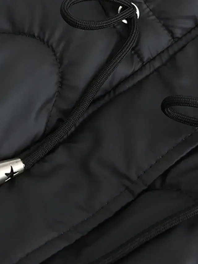 Women's Parka Puffer Jacket Winter Coat Thermal Warm Heated Coat with Removable Fur Collar Drawstring Zip up Hooded Coat Fall Outerwear with Pockets Classic Long Sleeve Light Blue Pink Black