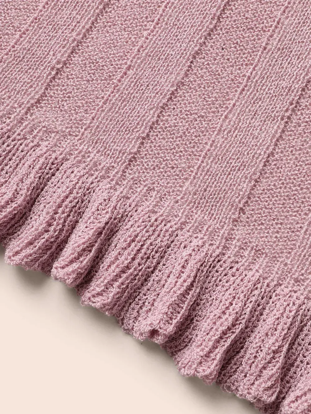 Ruffle Trim Ties Cable Knit Cardigan