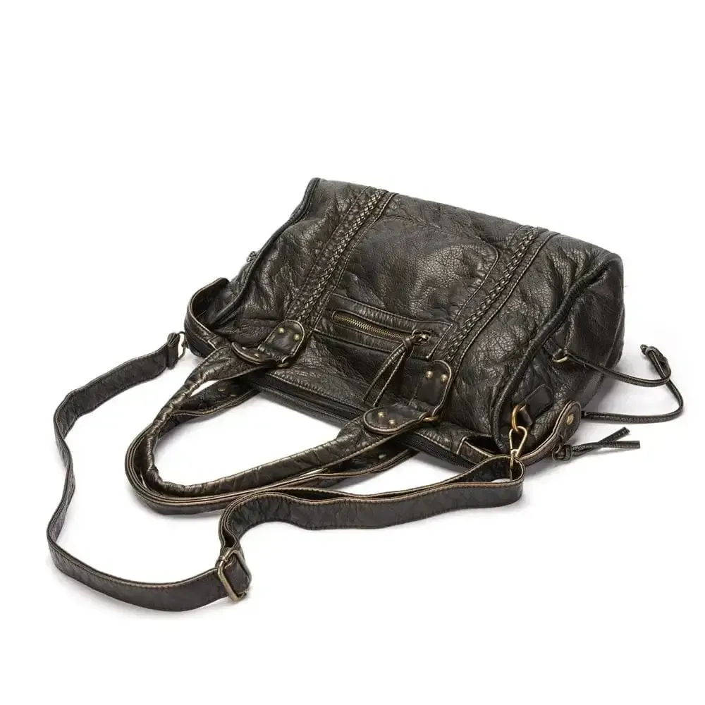 Stylish Vintage Black Leather Handbag