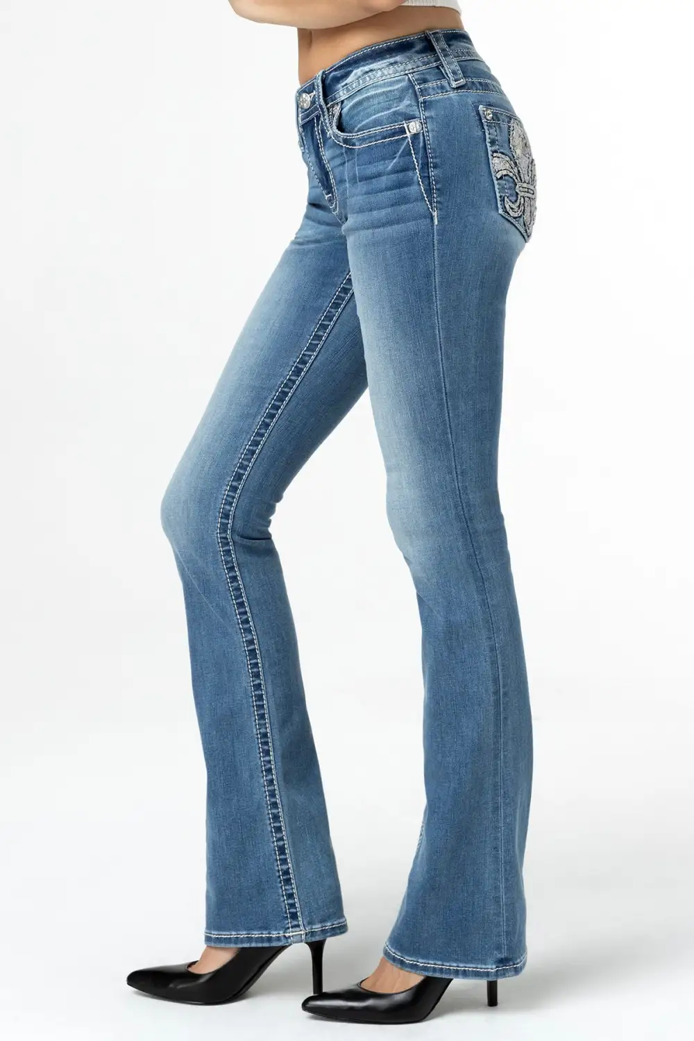 Sequin Fleur Bootcut Jeans