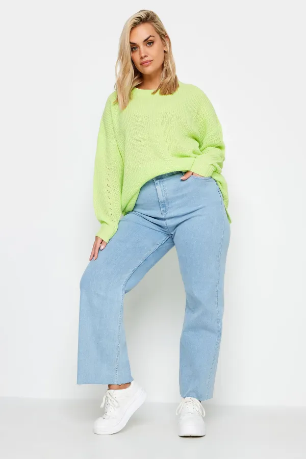 YOURS Curve Grey Stripe Ribbed Knit Jumper