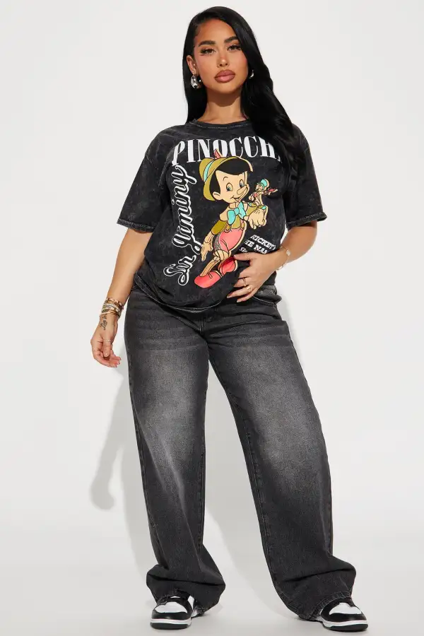 Pinocchio Washed Graphic Tee - Black Wash
