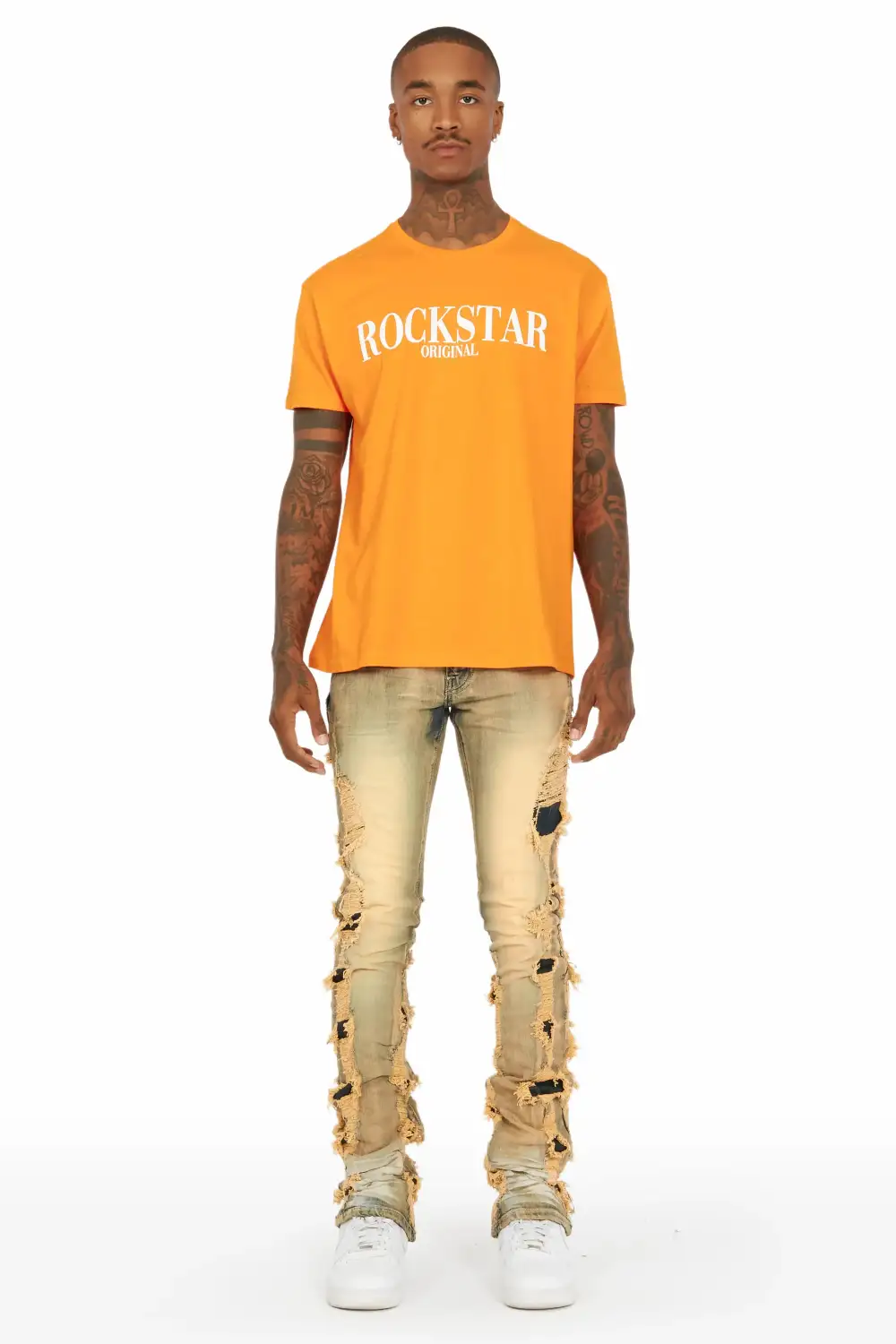 Spiro Taupe Stacked Flare Jean