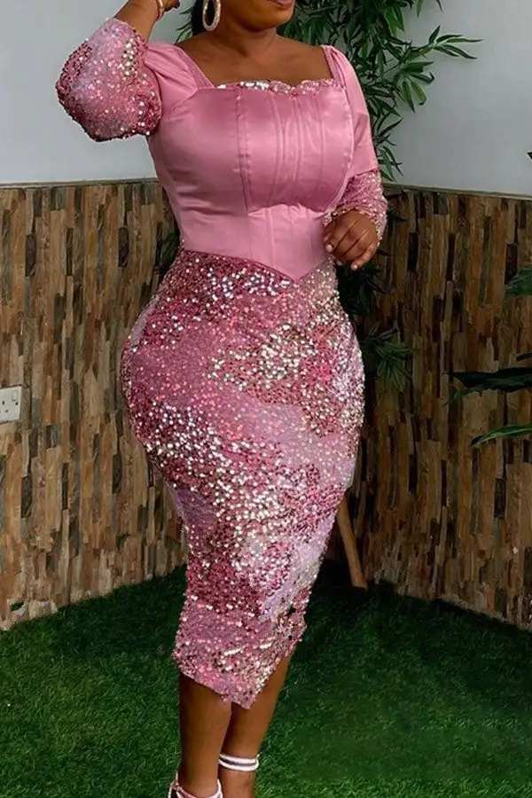 Sequined On-trend Zipped Design Midi Dress