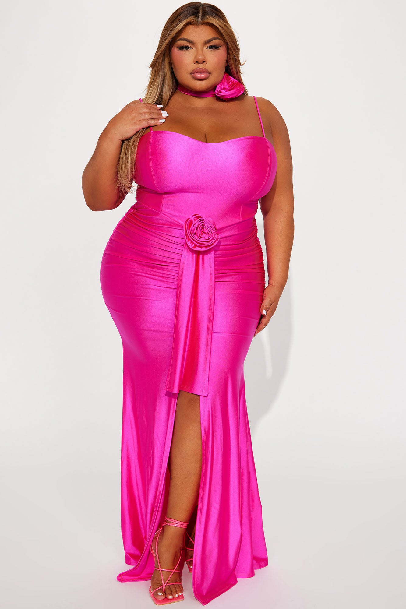 Claire Ruched Maxi Dress - Fuchsia