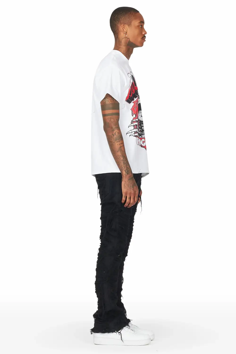 Conrad Jet Black Stacked Flare Jean