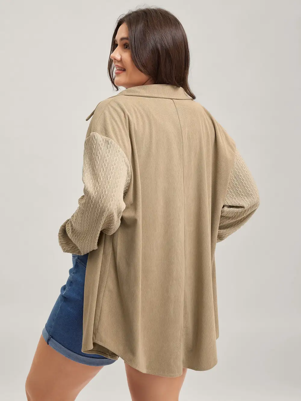 High-Low Hem Color Contrast Jacket