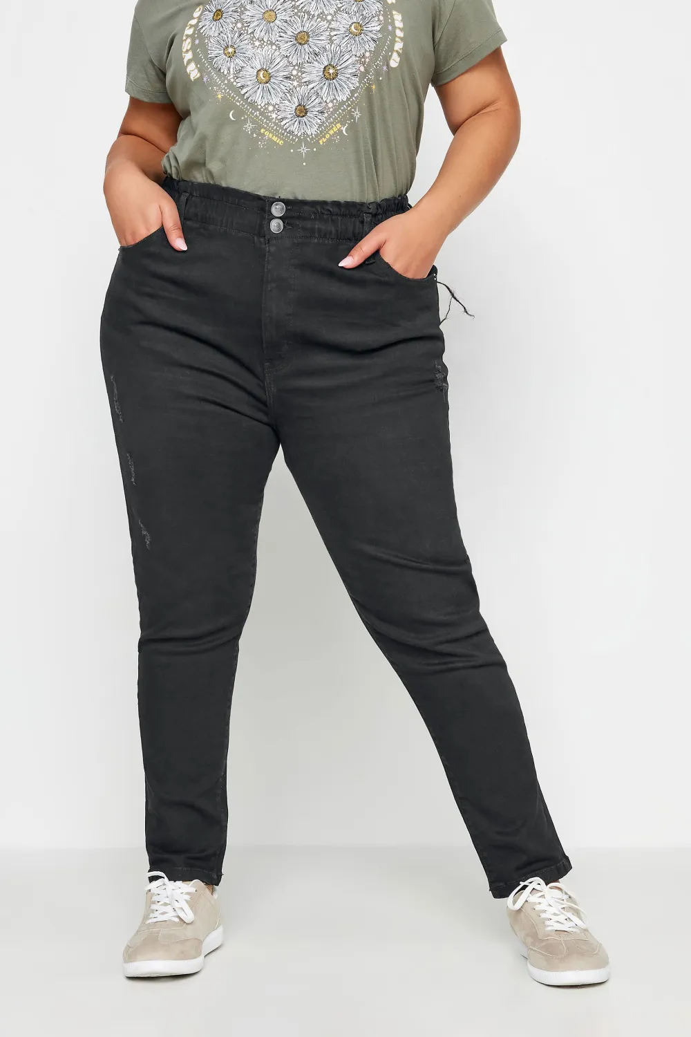 YOURS Curve Indigo Blue Washed Elasticated Stretch MOM Jeans