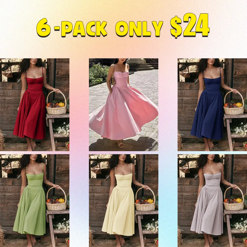 Women's Backless Zipper Cami Midi Dress – Elegant Summer Slip Dress for Party or Holiday