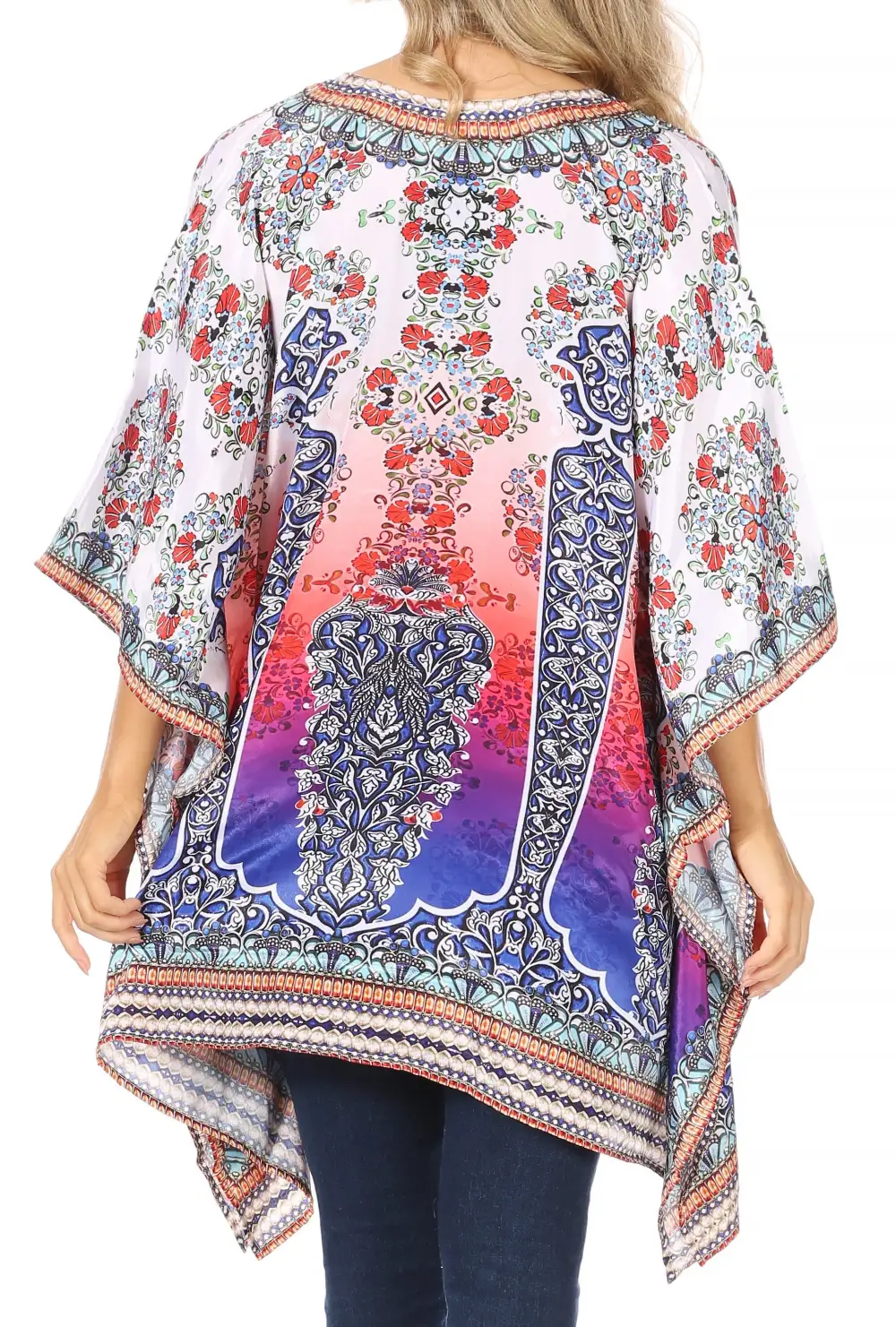 Women's Caftan Poncho Cover up V neck Top Lace up With Rhinestone