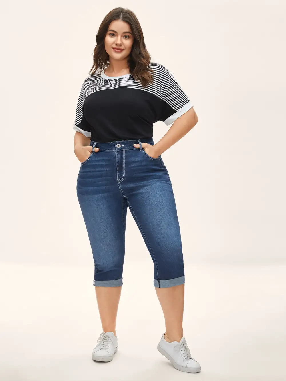 Whiskered Wash Crop Skinny-Fit Jeans