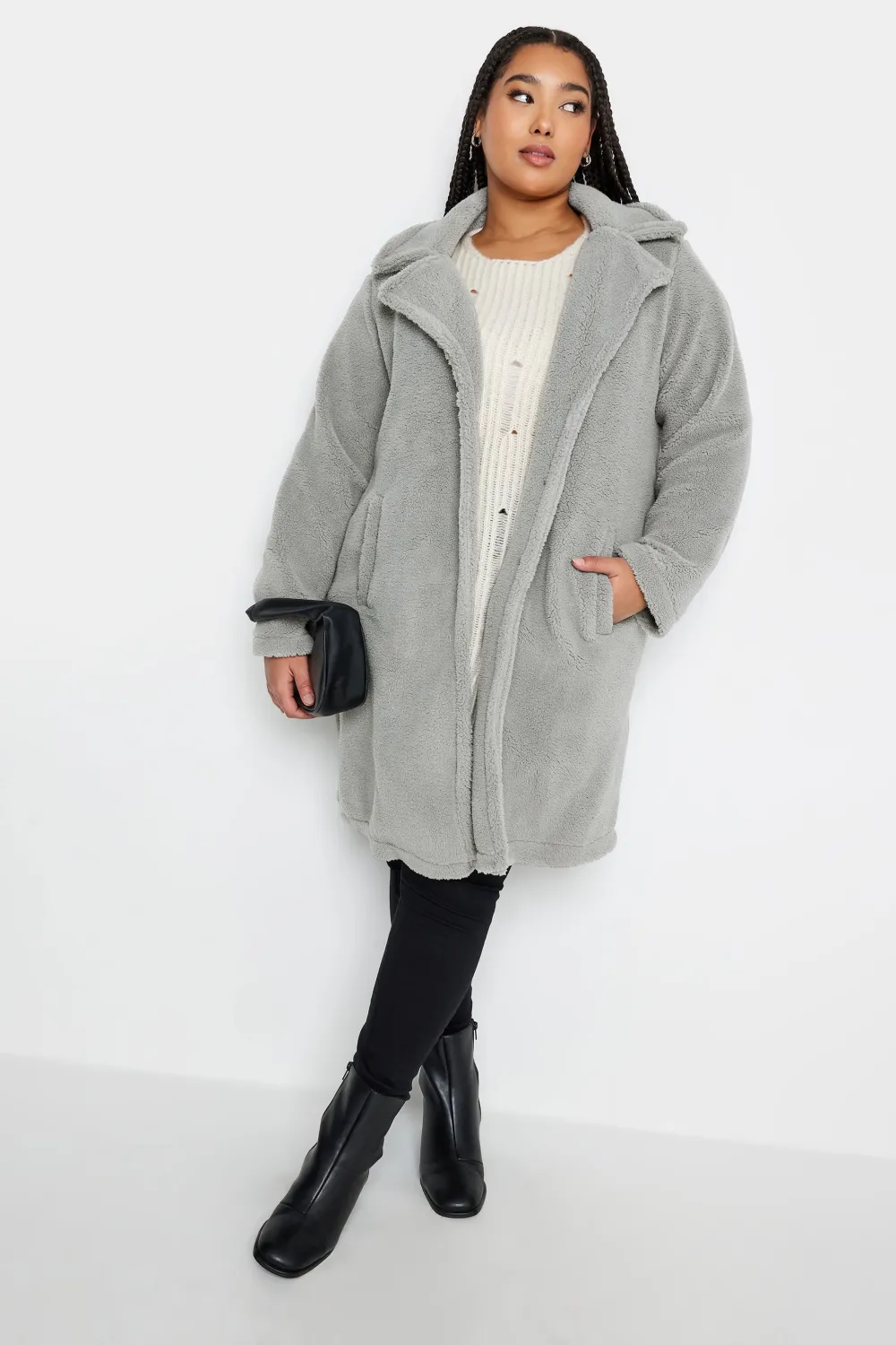 YOURS Curve Beige Brown Faux Fur Coat