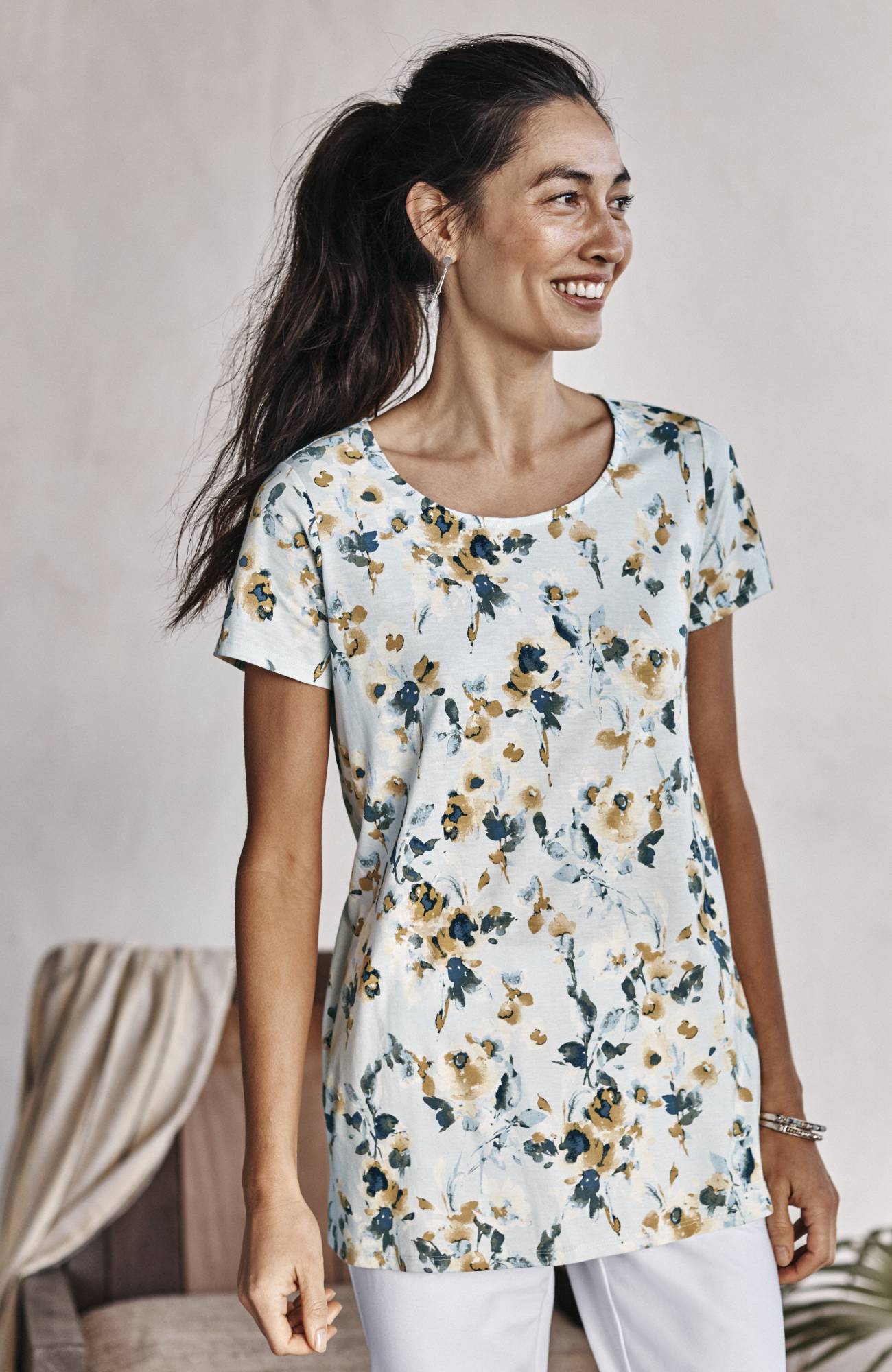 pure jill scoop-neck elliptical tee
