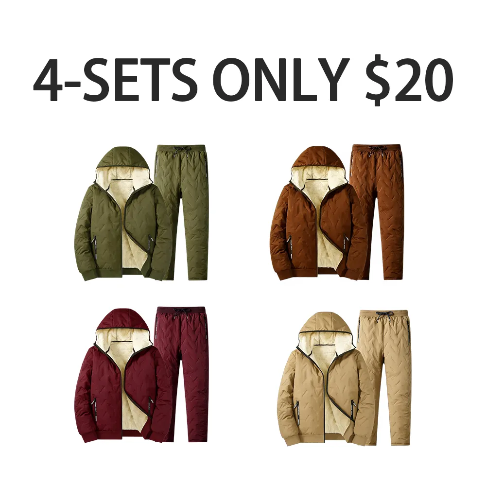 Men's Autumn And Winter Fleece Hooded Set