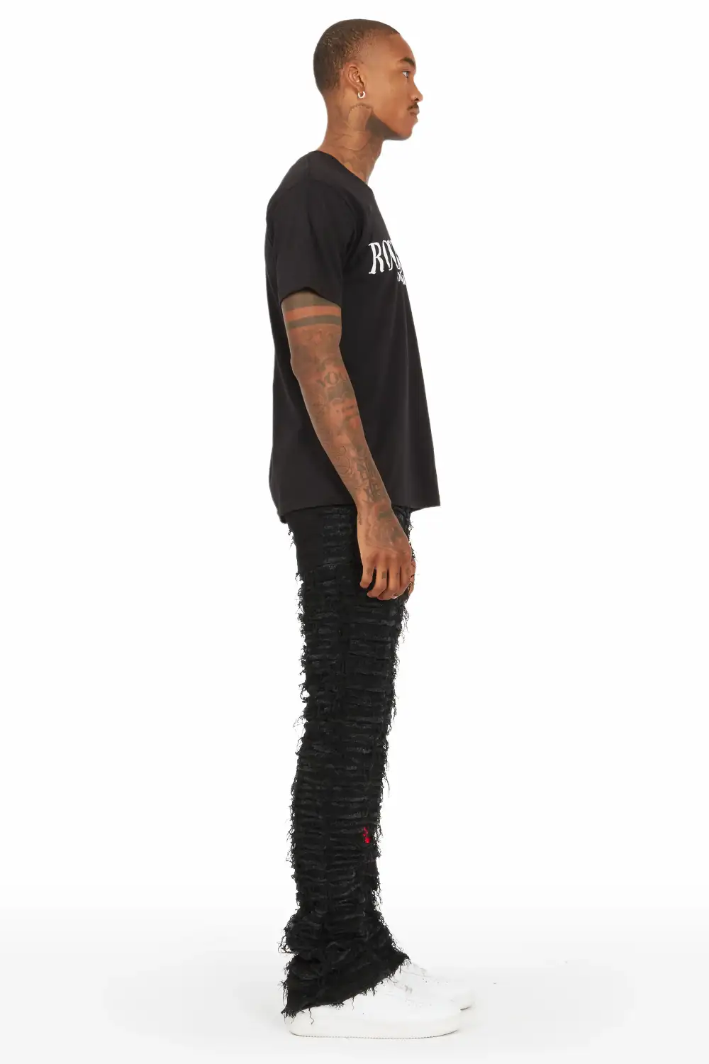 Giovanni Black Stacked Flare Jean