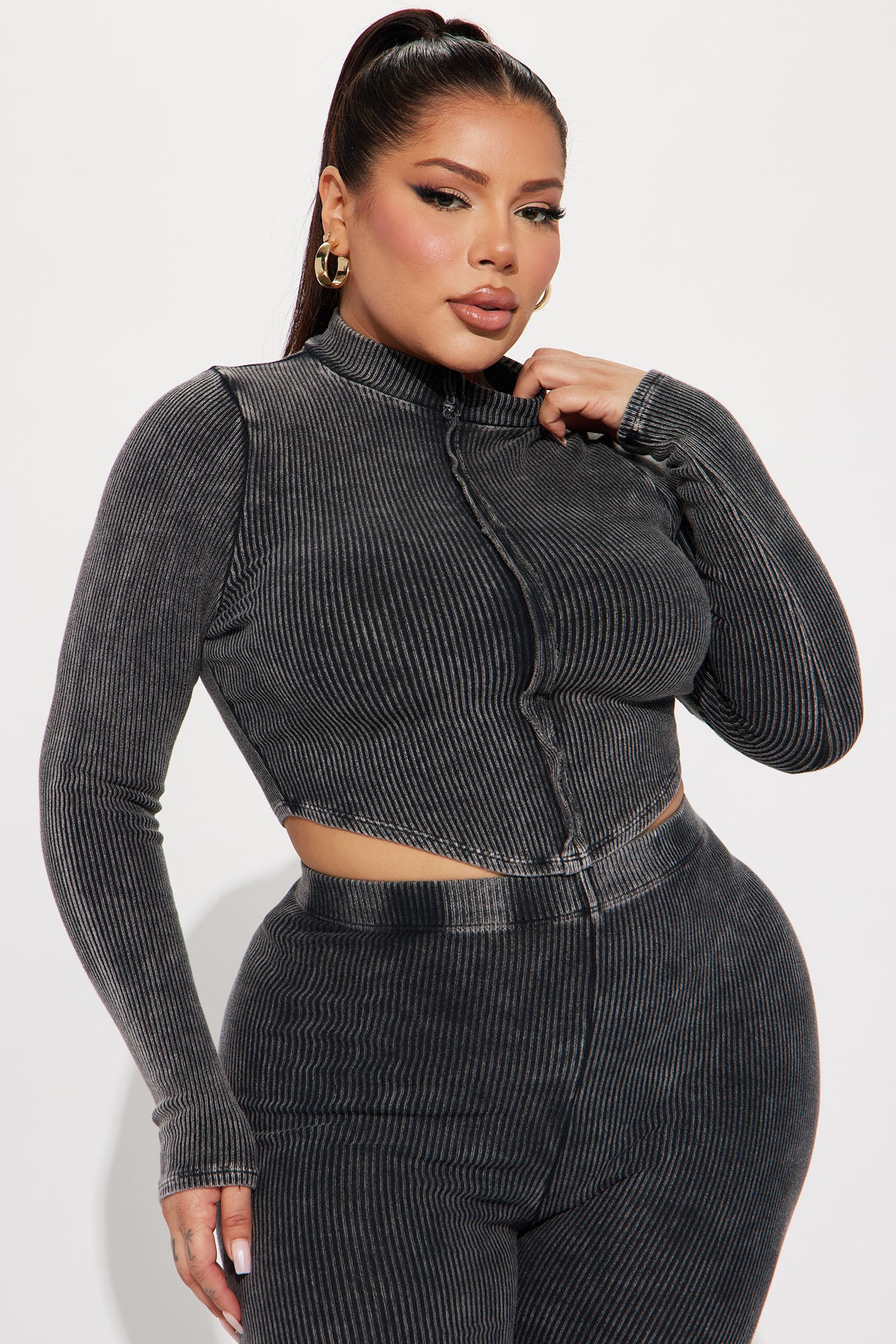 Can Tell It All Ribbed Legging Set 30 - Black