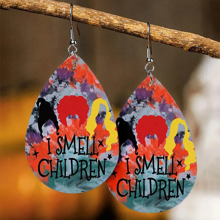 Halloween I Smell Children Acrylic Water Drop Earrings
