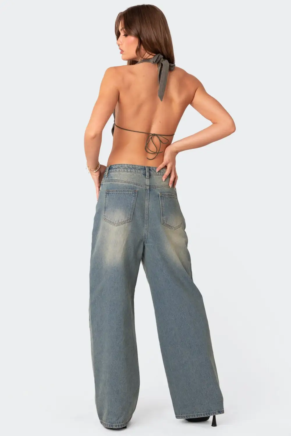 Scoop Neck Open Back Crop Top