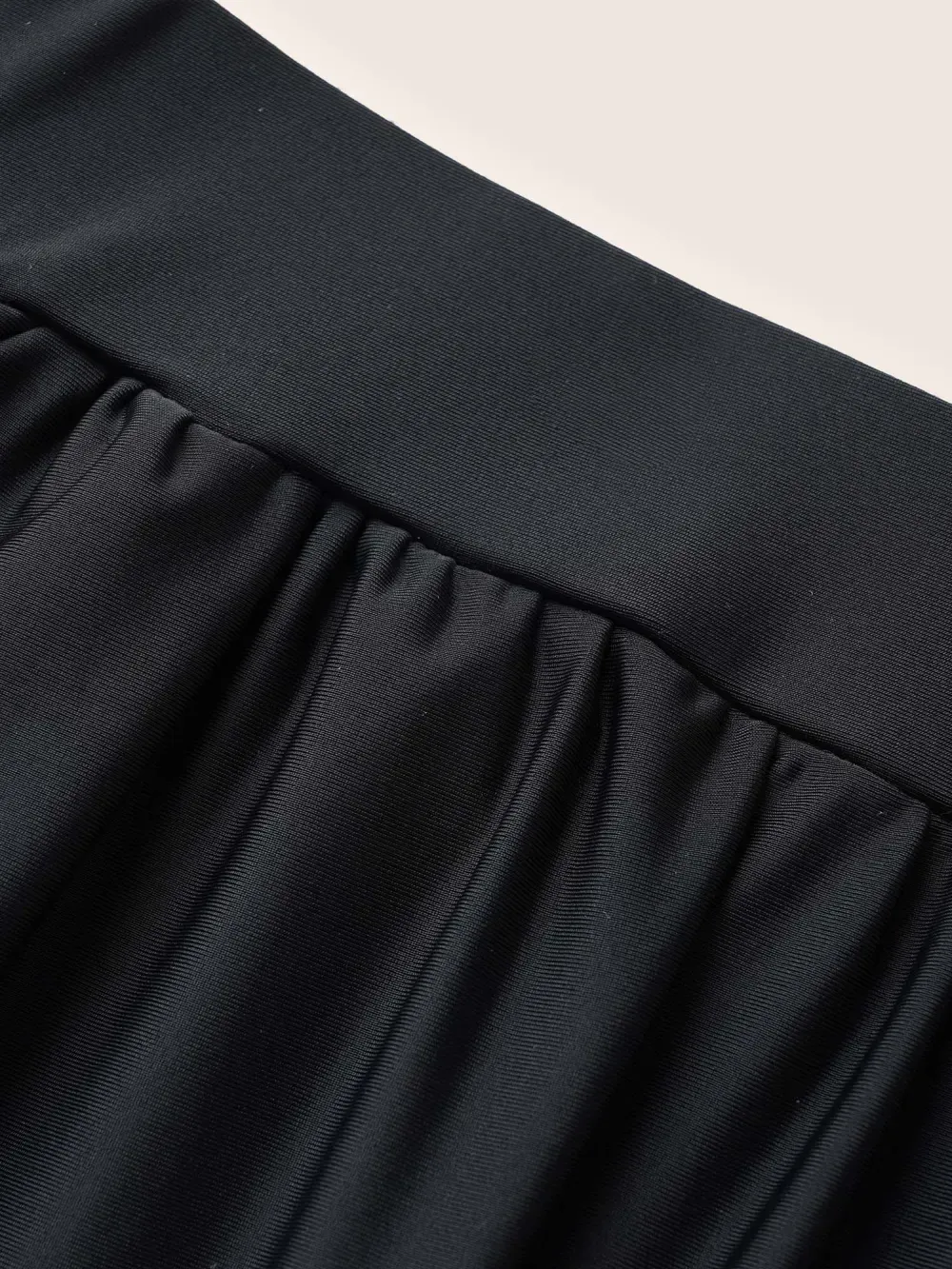 Solid Gathered High Rise Pocket Swim Bottom