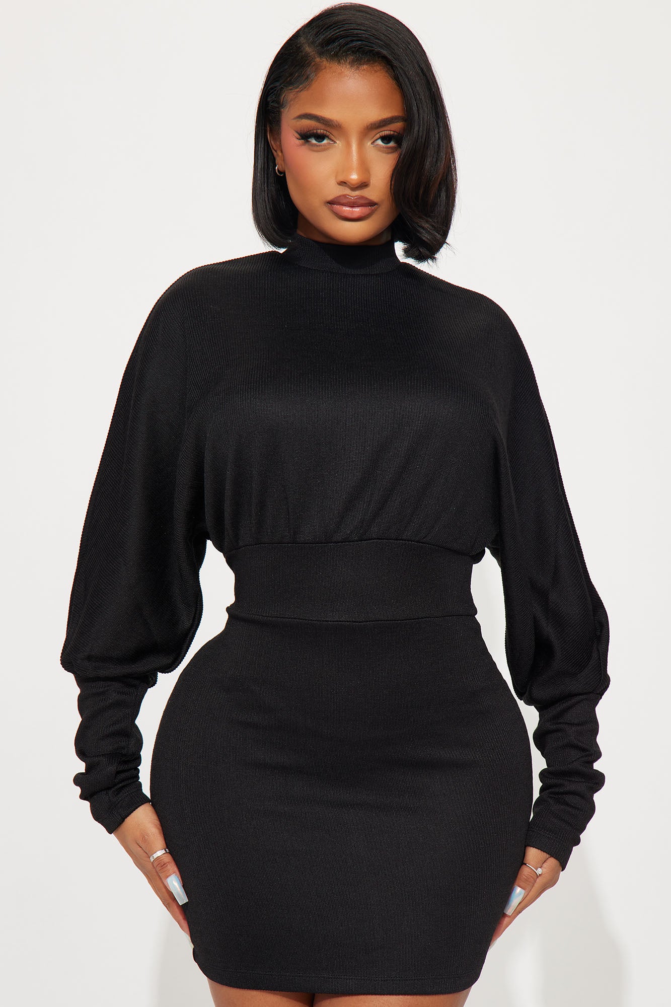 Demi Sweater Mini Dress - Black