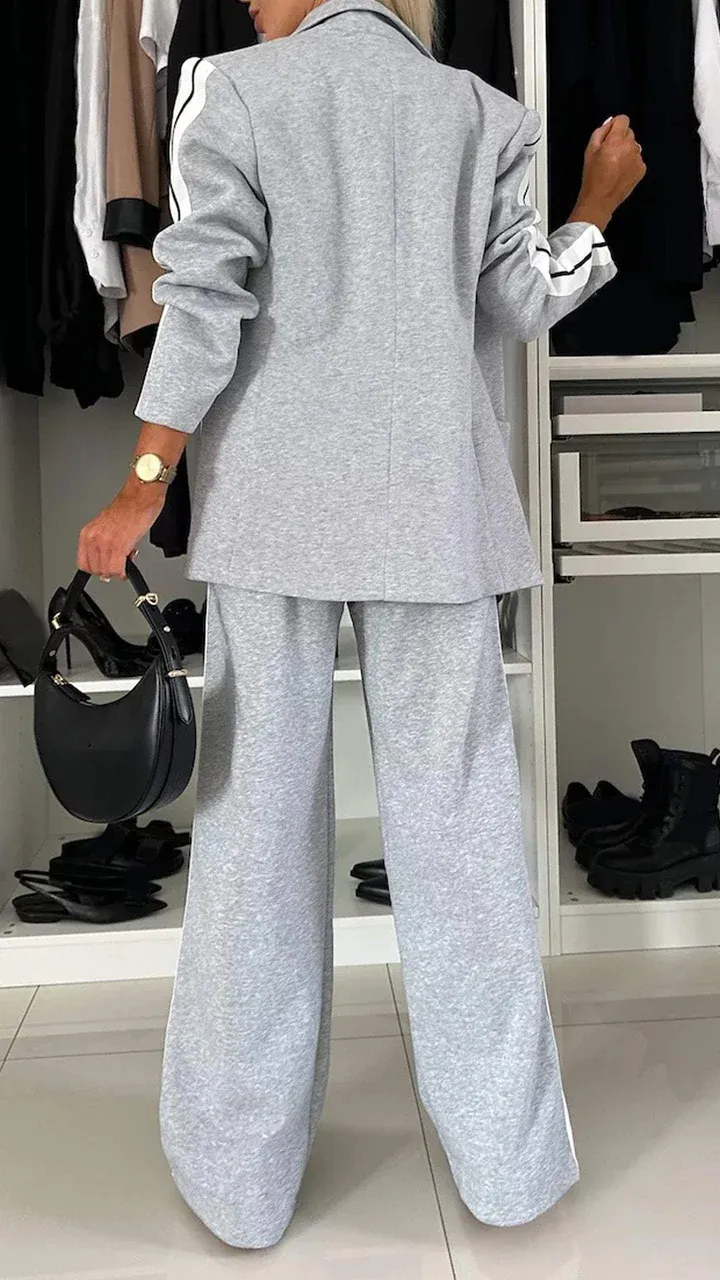 Women's Fashion Contrast Color Jacket & Pants Two-piece Set