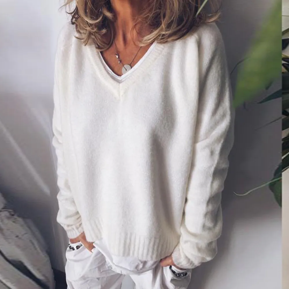 Vintage V Neck Casual Comfy Knitwear
