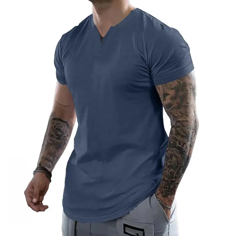 Men's Slim Fit V-Neck T-Shirt – Soft Short Sleeve Tee for Gym & Casual Wear