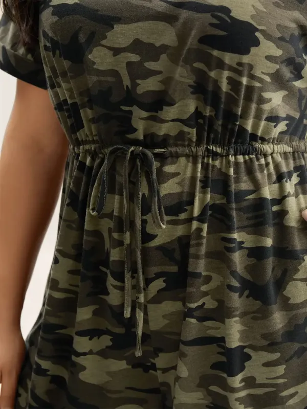 Supersoft Camouflage Print Pockets Romper