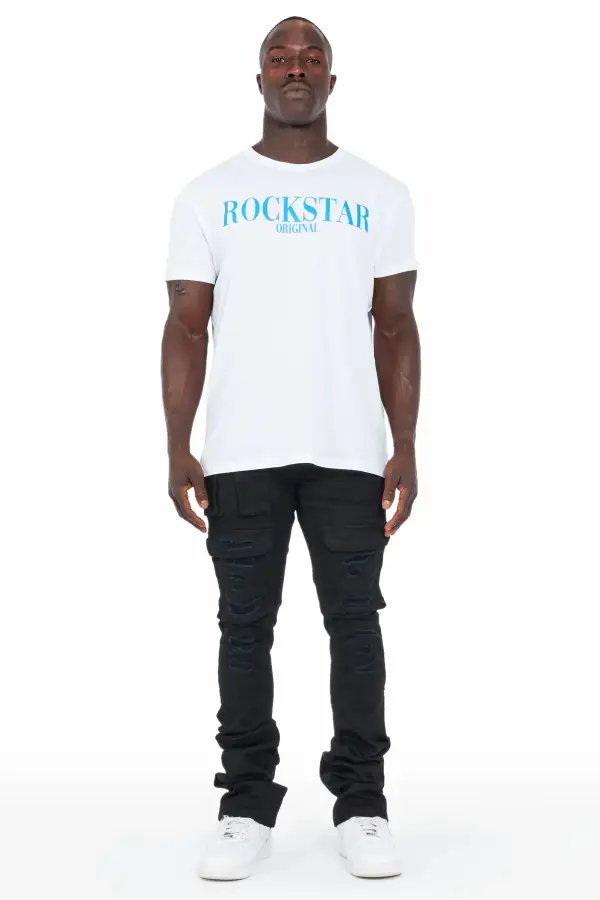 Vance Jet Black Stacked Flare Cargo Jean