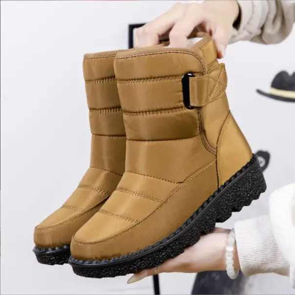 Warm Women's Snow Boots Women's Velcro Waterproof European Size 44 Women's Boots Casual Women's Shoes
