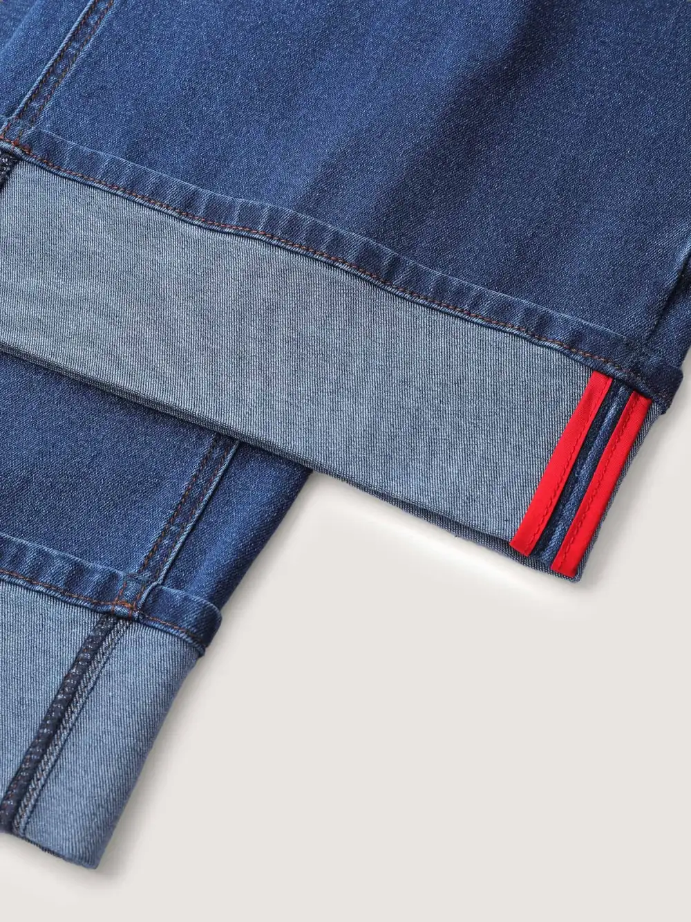 Rolled Cuffs Webbed Wide-Leg Jeans