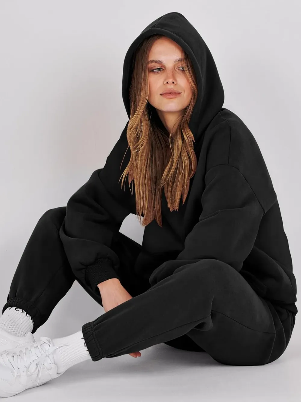 (Clearance Sale $1.99⚡) 2024 Women's Fall Oversized Casual Hoodie Two Piece Sweatshirt Jogging Pants Sweatshirt Set