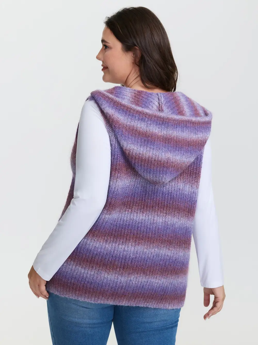 Stretchy Heather Hooded Zipper Knit Cardigan