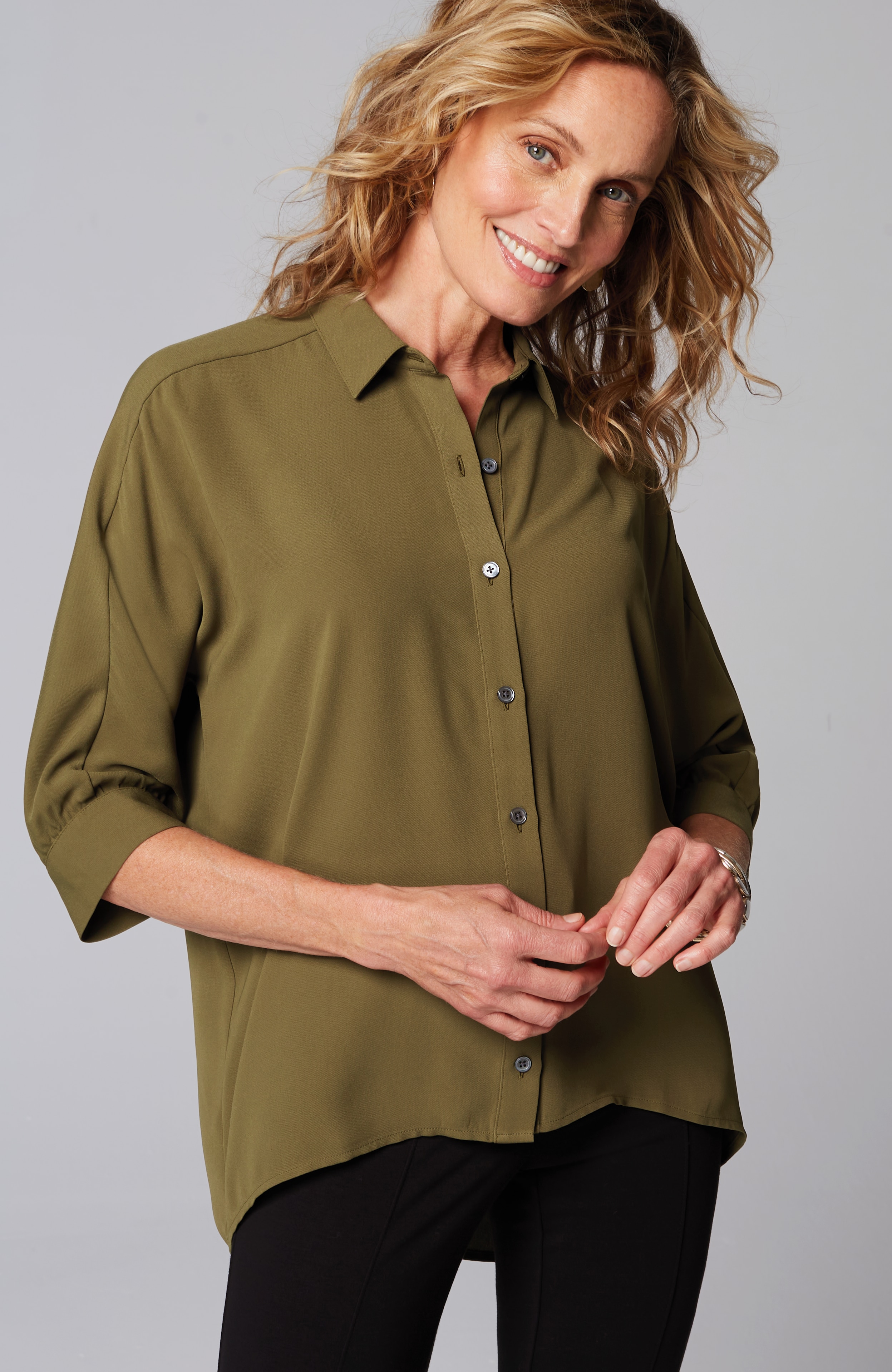 Wearever Easy-Care High-Low Button-Down