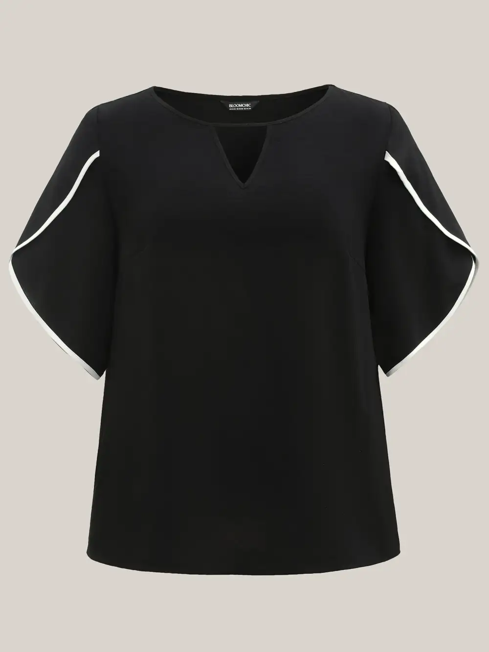 Color Contrast Petal Sleeve Shirt