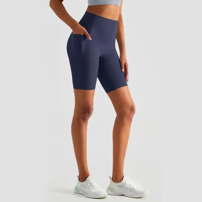 Women's High Waist Biker Shorts – Tummy Control Yoga Shorts with Pockets, Breathable for Summer